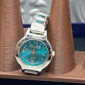 Mudd Teal and Silver Quartz Watch